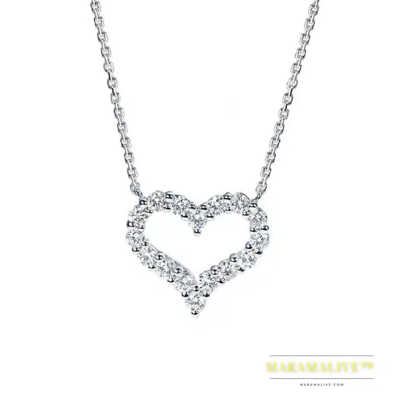 Heart Shape Moissanite Diamond Pendant Solid Sterling Silver 925 Necklace High Quality Wholesale Jewelry Engagement Gift