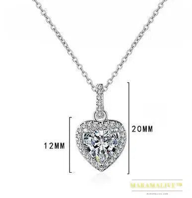 Heart Shaped 1ct Moissanite Diamond Pendant Necklace 100% S925 Silver Woman Sparkling Wedding Party Moissanite Jewelry