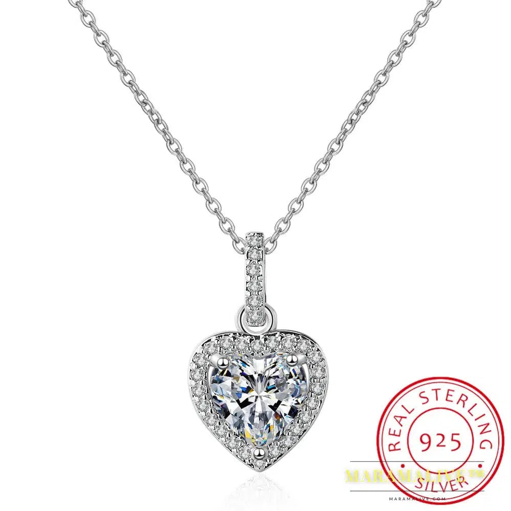 Heart Shaped 1ct Moissanite Diamond Pendant Necklace 100% S925 Silver Woman Sparkling Wedding Party Moissanite Jewelry