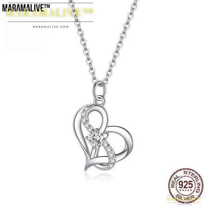 Heart-shaped Hollow Inlaid Zircon S925 Necklace