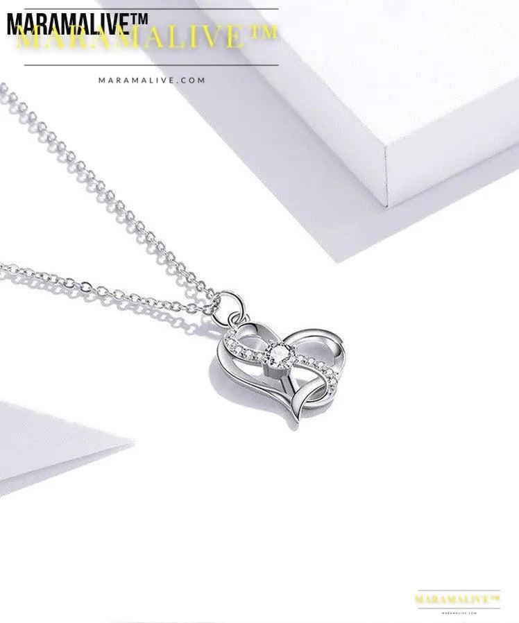 Heart-shaped Hollow Inlaid Zircon S925 Necklace