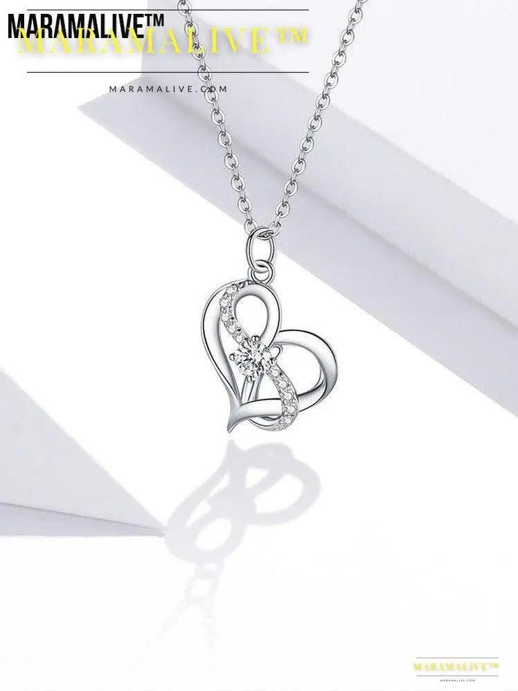 Heart-shaped Hollow Inlaid Zircon S925 Necklace