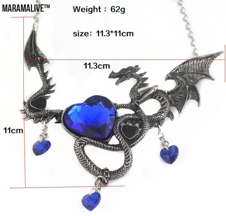 Heart-shaped sapphire dragon necklace