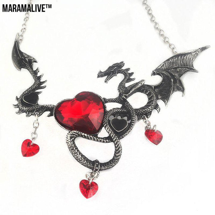 Heart-shaped sapphire dragon necklace