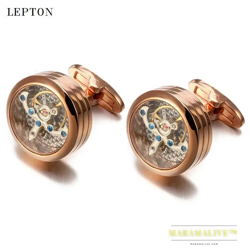 High quality Movement Tourbillon Cufflinks For Mens Wedding Groom Mechanical Watch Steampunk Gear Cufflinks Relojes Gemelos