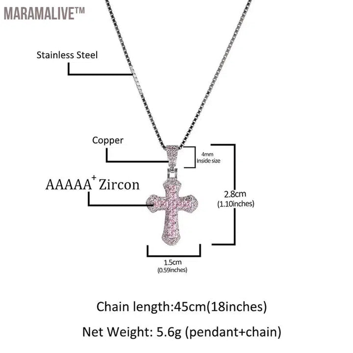 Hip Hop 3A+ CZ Stone Paved Bling Iced Out Cross Pendants Necklace for Men Women Unisex Rapper Jewelry