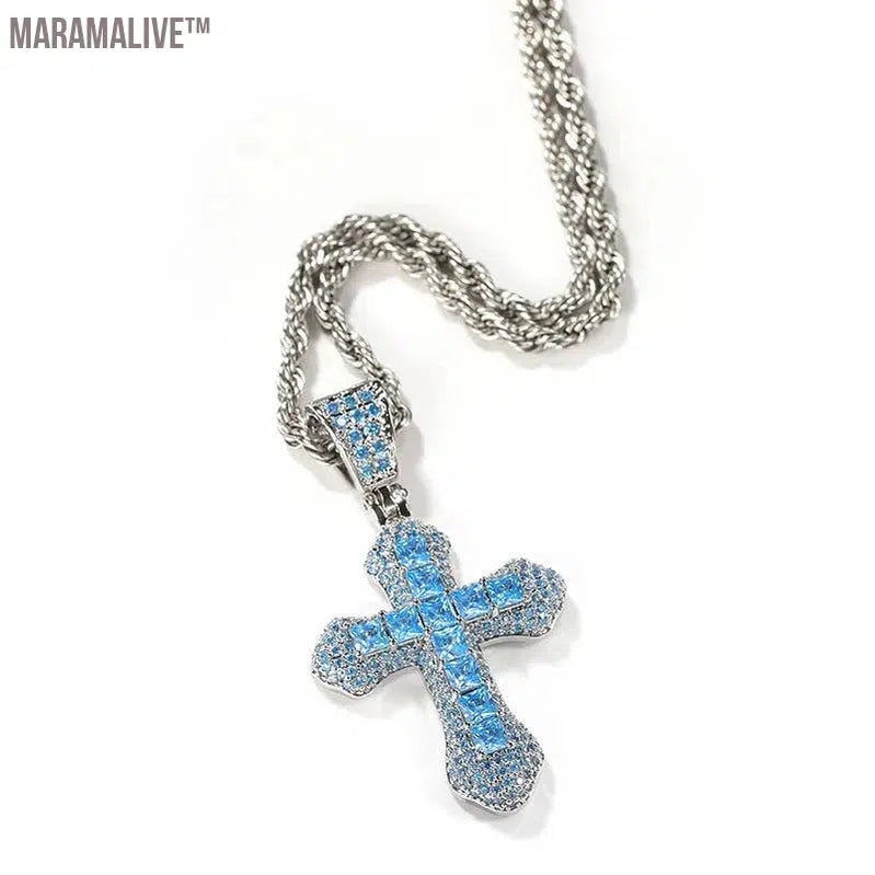 Hip Hop 3A+ CZ Stone Paved Bling Iced Out Cross Pendants Necklace for Men Women Unisex Rapper Jewelry