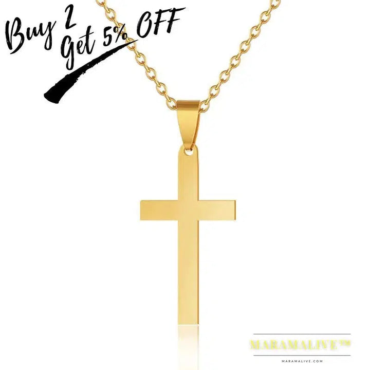 Hip Hop Classic Cross High Quality With Gold Stainless Steel Chain Fashion Pendant Necklace Jewelry Gift For Men Women