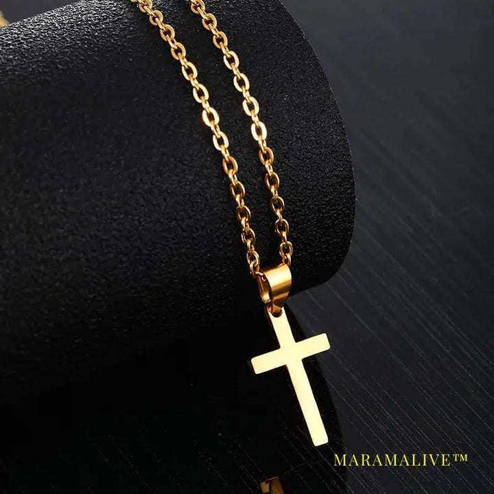 Hip Hop Classic Cross High Quality With Gold Stainless Steel Chain Fashion Pendant Necklace Jewelry Gift For Men Women