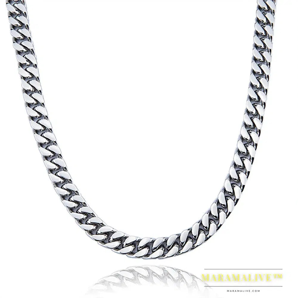 Hip Hop Miami Necklace Stainless Steel Cuban Semicircular Grinding Chain Titanium Steel Necklace For Women Men