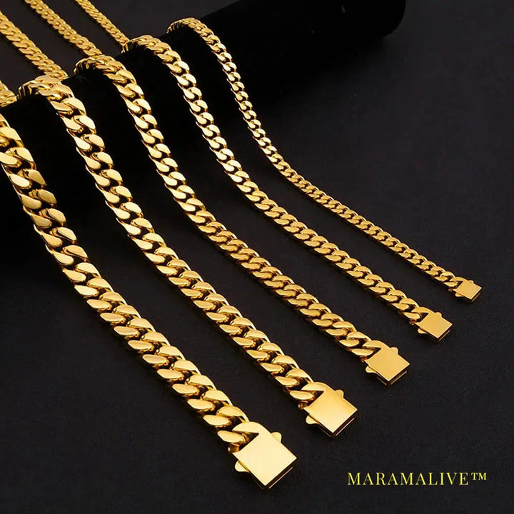 Hip Hop Miami Necklace Stainless Steel Cuban Semicircular Grinding Chain Titanium Steel Necklace For Women Men