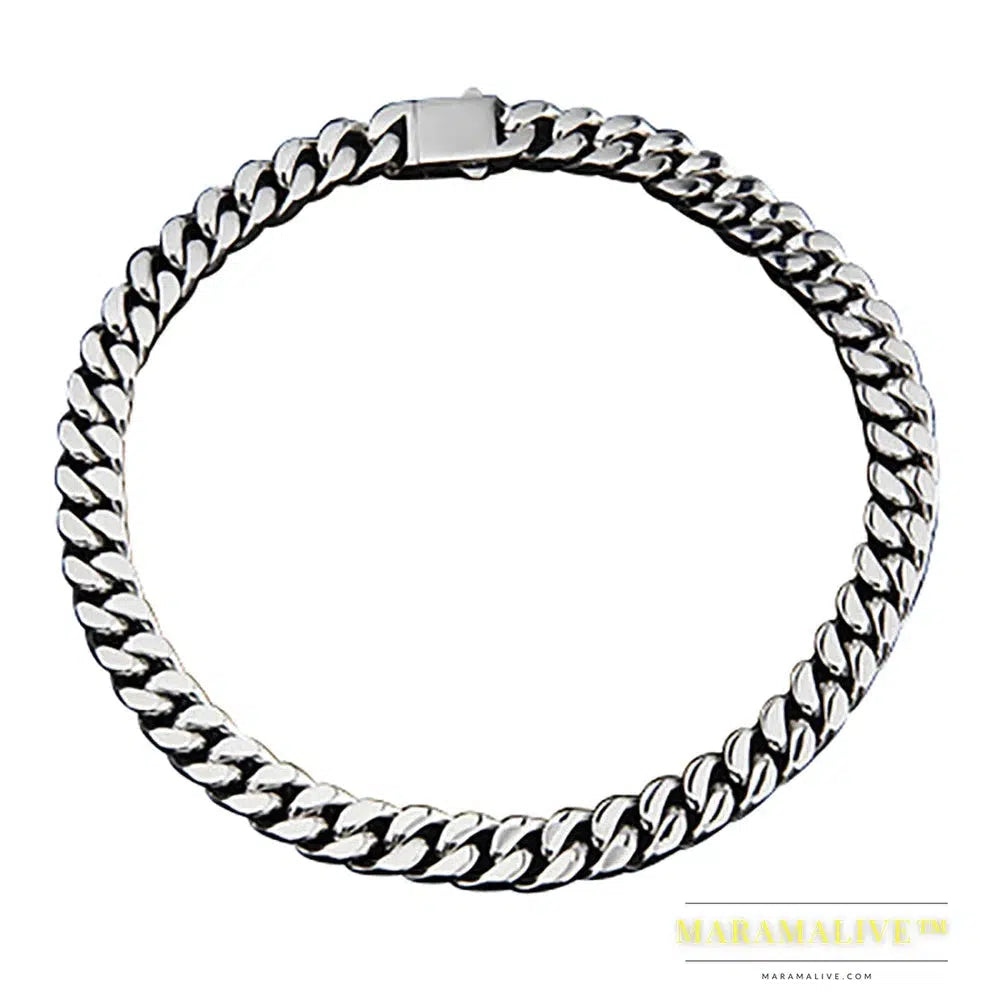 Hip Hop Miami Necklace Stainless Steel Cuban Semicircular Grinding Chain Titanium Steel Necklace For Women Men