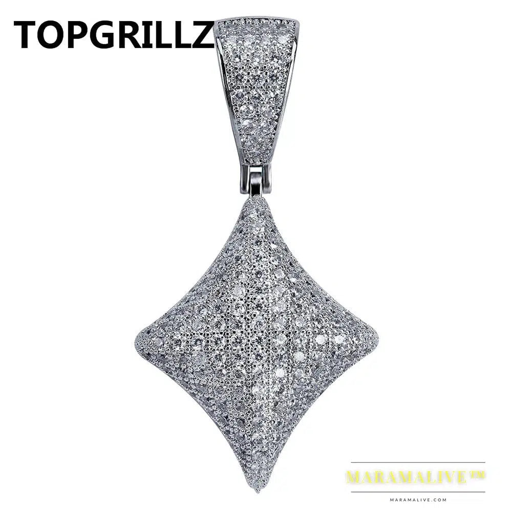 Hip Hop Poker Heart Necklace & Pendant With 4mm Tennis Chain Gold Silver Color Iced Out Cubic Zircon Men's Jewelry Gifts