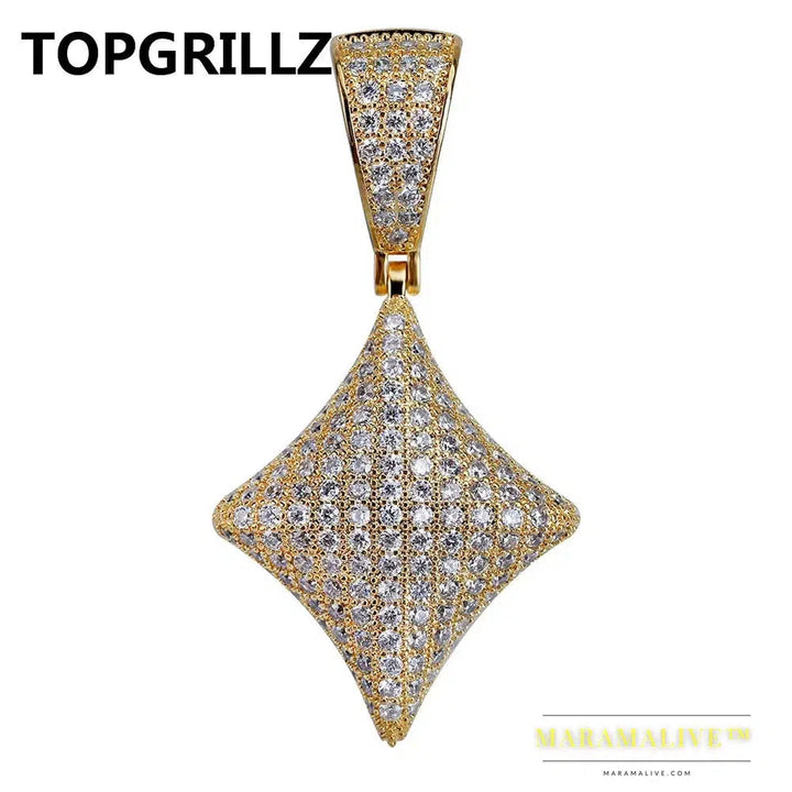 Hip Hop Poker Heart Necklace & Pendant With 4mm Tennis Chain Gold Silver Color Iced Out Cubic Zircon Men's Jewelry Gifts