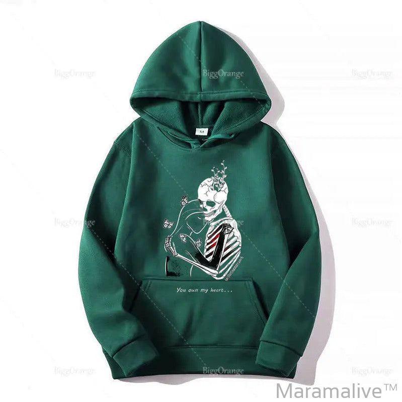 Hip Hop Skull Print Goth Hoodie Unisex Sweatshirt Punk Chain Hoodie Oversized Hoodie Jacket Y2k