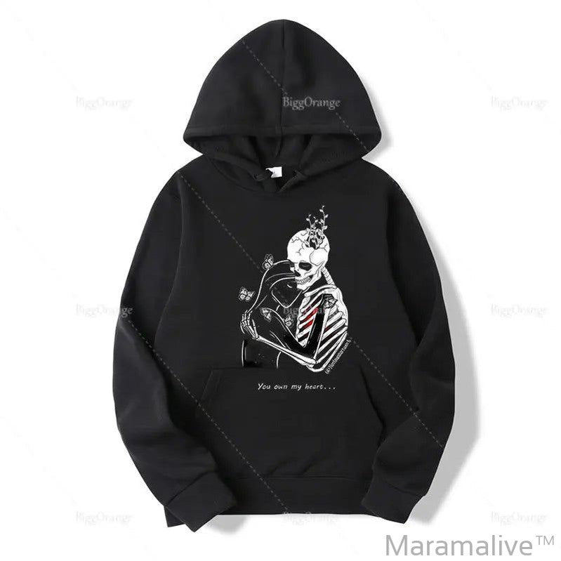 Hip Hop Skull Print Goth Hoodie Unisex Sweatshirt Punk Chain Hoodie Oversized Hoodie Jacket Y2k