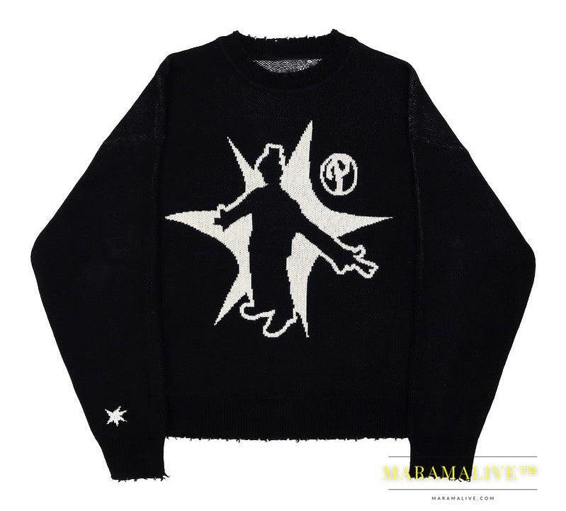 Hip-Hop Street Gothic Print Knitted Sweater