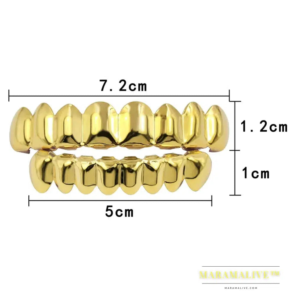 Hip Hop Teeth Grillz Set Gold Silver Color Top & Bottom Body Jewelry Punk Cosplay Party Tooth Grills Gifts