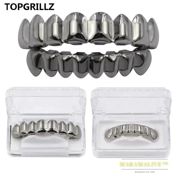 Hip Hop Teeth Grillz Set Gold Silver Color Top & Bottom Body Jewelry Punk Cosplay Party Tooth Grills Gifts