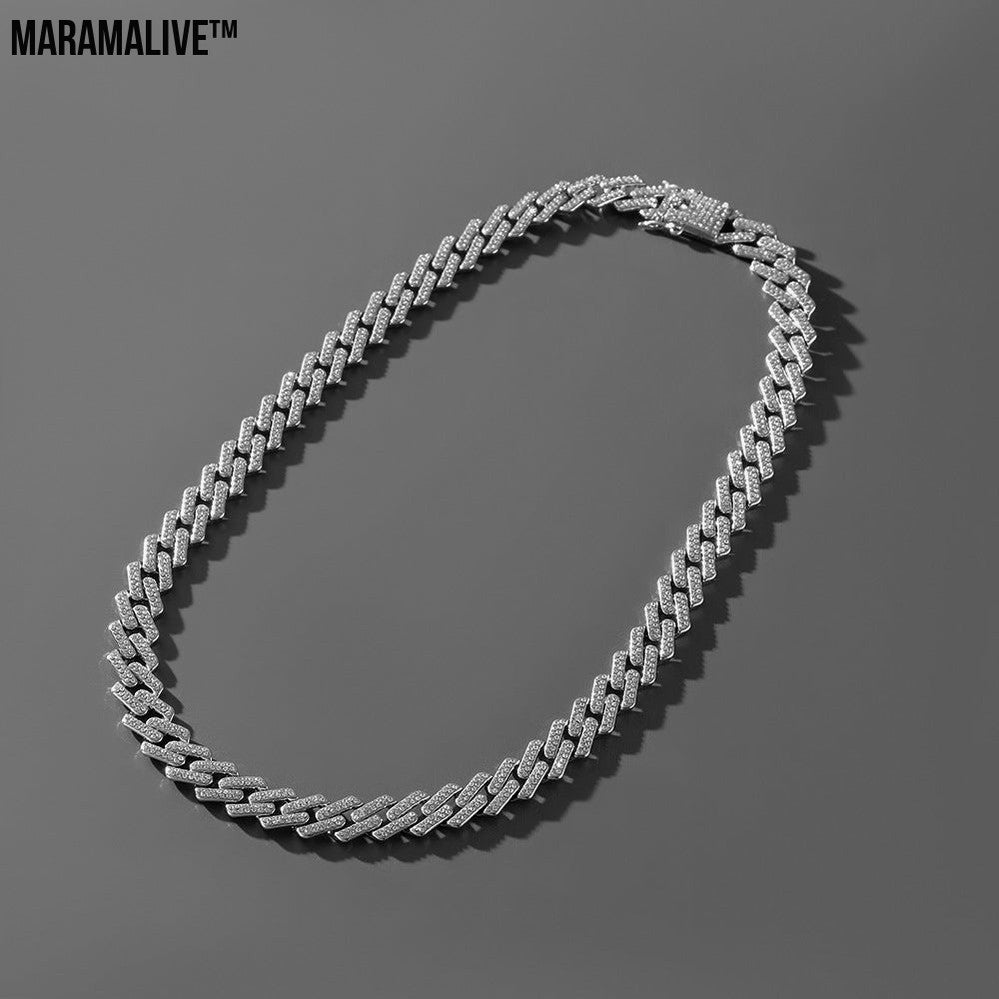 Hip Hop Trend Full Diamond Cuban Link Chain Men's Bracelet