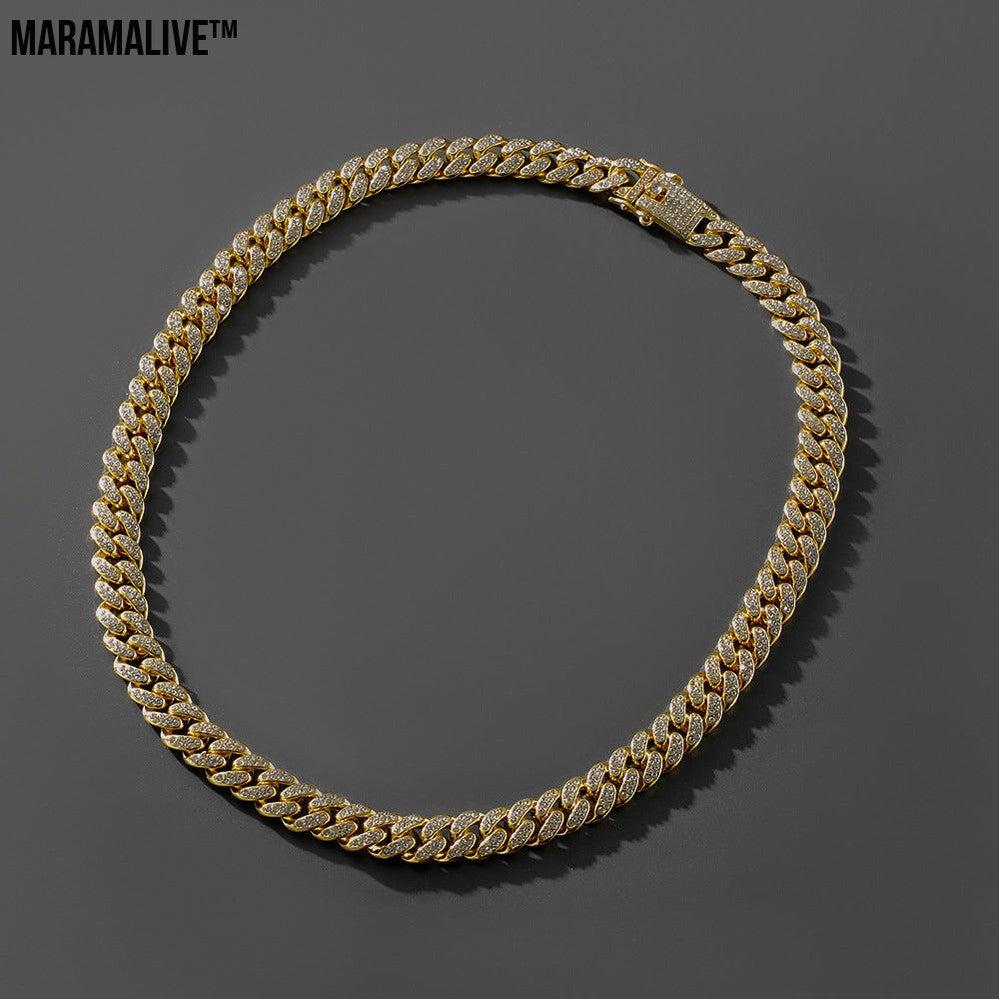 Hip Hop Trend Full Diamond Cuban Link Chain Men's Bracelet