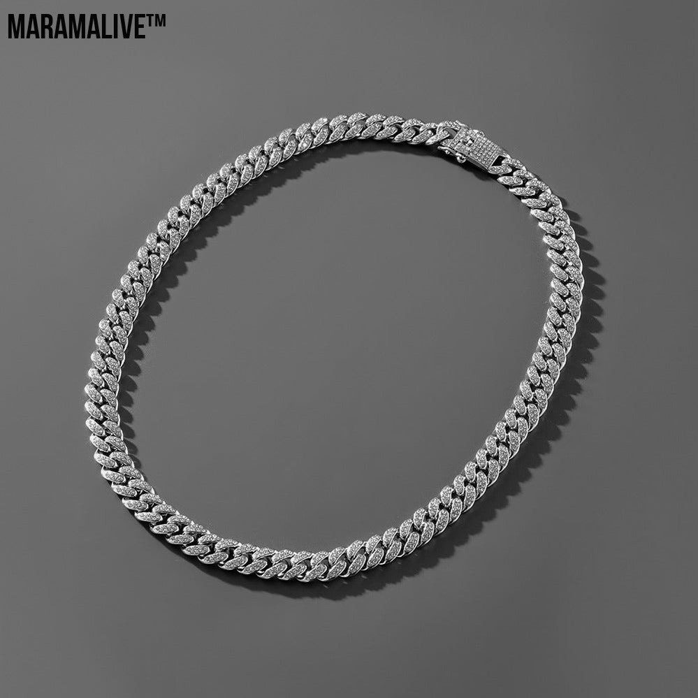 Hip Hop Trend Full Diamond Cuban Link Chain Men's Bracelet