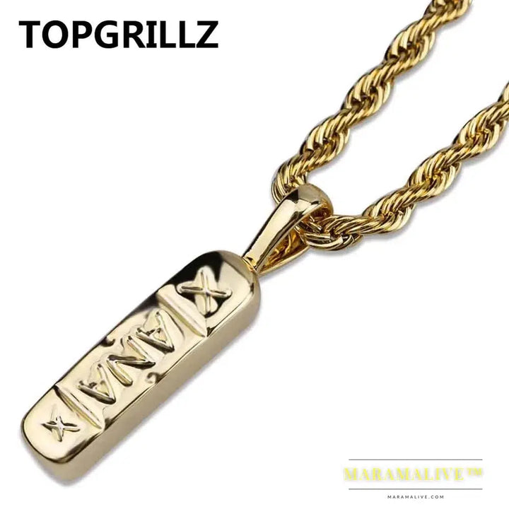 Hip Hop Trendy Jewelry Gold Color Brass Xanax Pill Pendant Necklace Charm For Women Men With 24" 30" Rope Chain