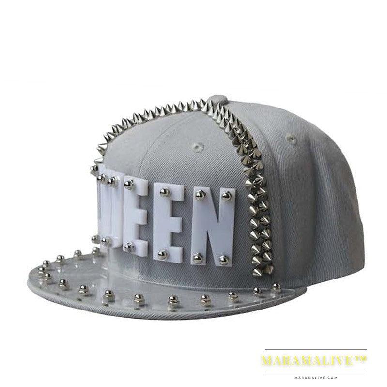 Hip-hop Flat-brimmed Cap Acrylic Letter Punk