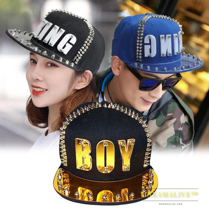 Hip-hop Flat-brimmed Cap Acrylic Letter Punk