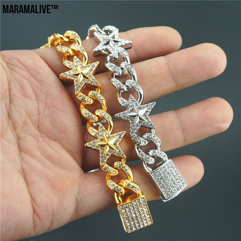 Hipster Five-pointed Star Cuban Link Chain Bracelet