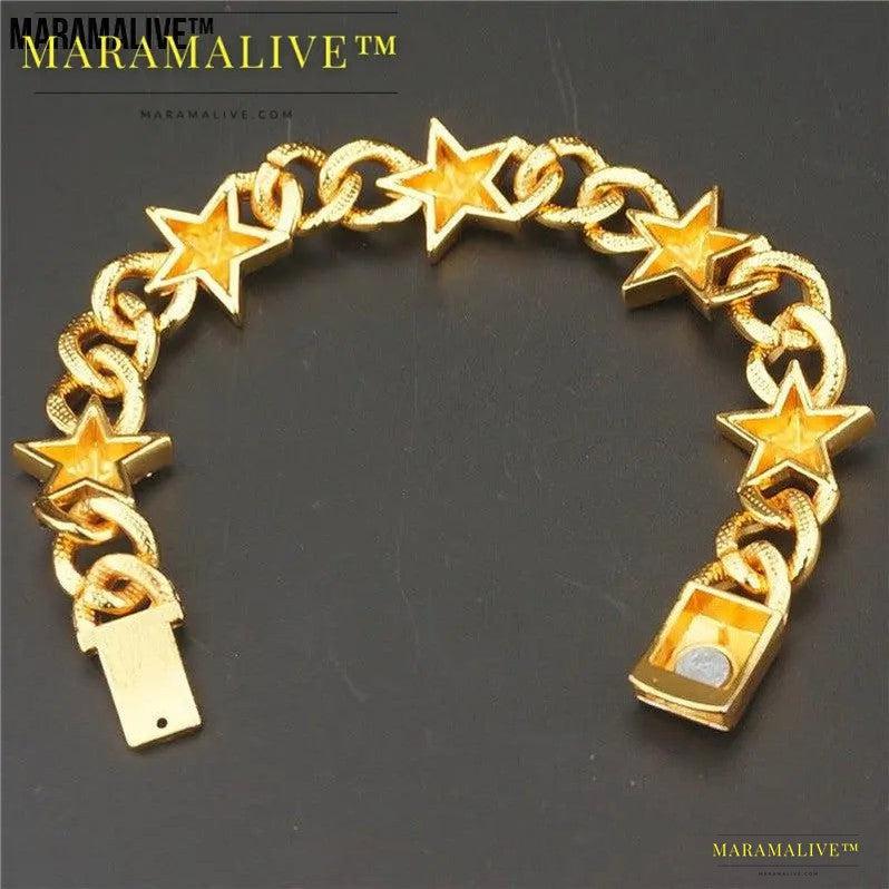 Hipster Five-pointed Star Cuban Link Chain Bracelet