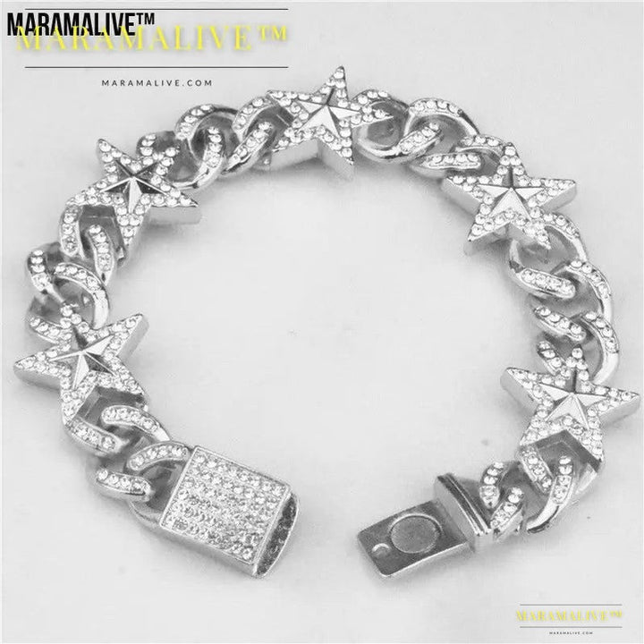 Hipster Five-pointed Star Cuban Link Chain Bracelet