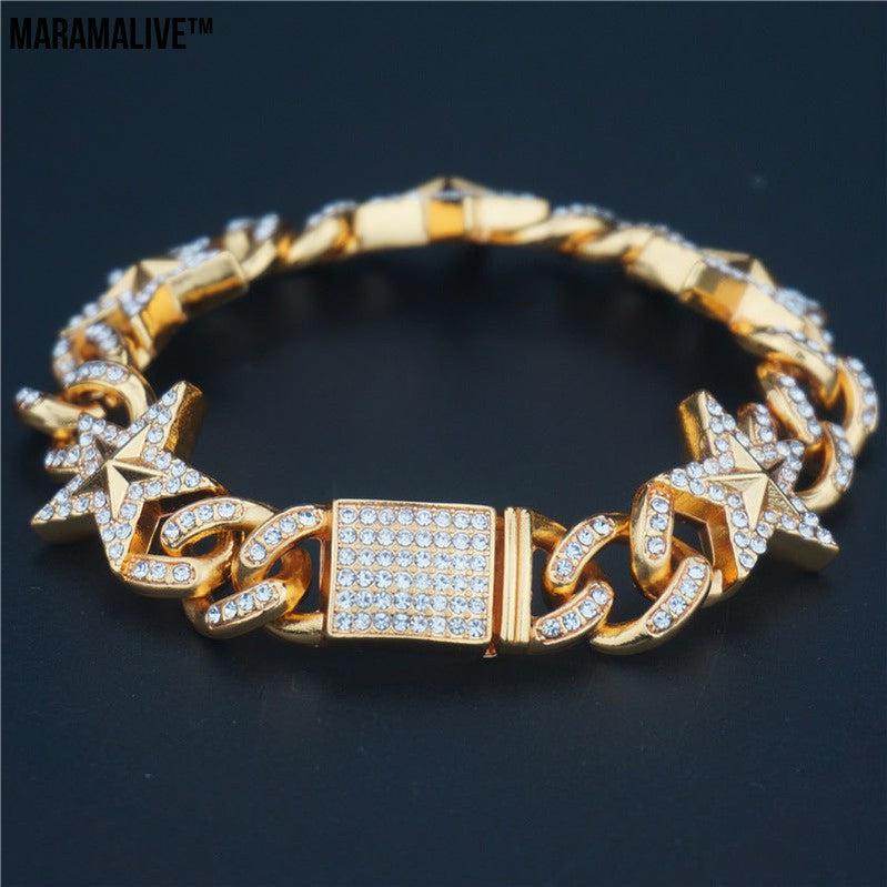 Hipster Five-pointed Star Cuban Link Chain Bracelet