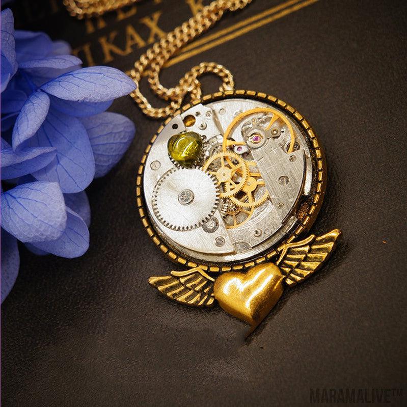 Hollow Steampunk Vintage Necklace Brooch Dual Purpose