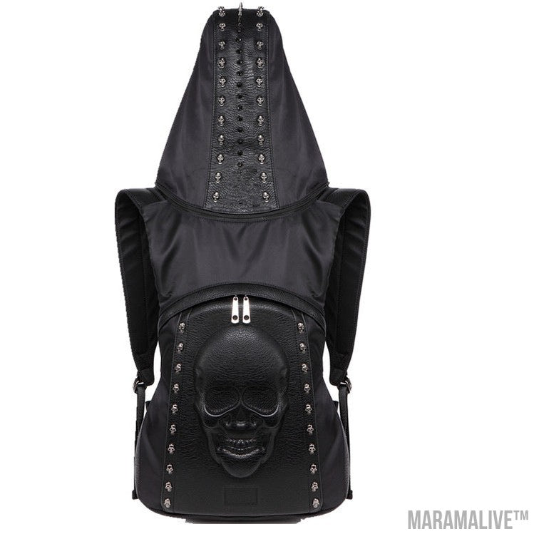 Hooded Skull Hat Backpack Steampunk Rivet Hat Backpack