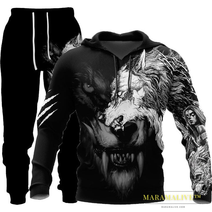 Hooded Tracksuit with Three-dimensional Art