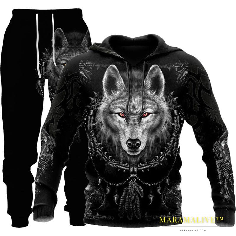 Hooded Tracksuit with Three-dimensional Art