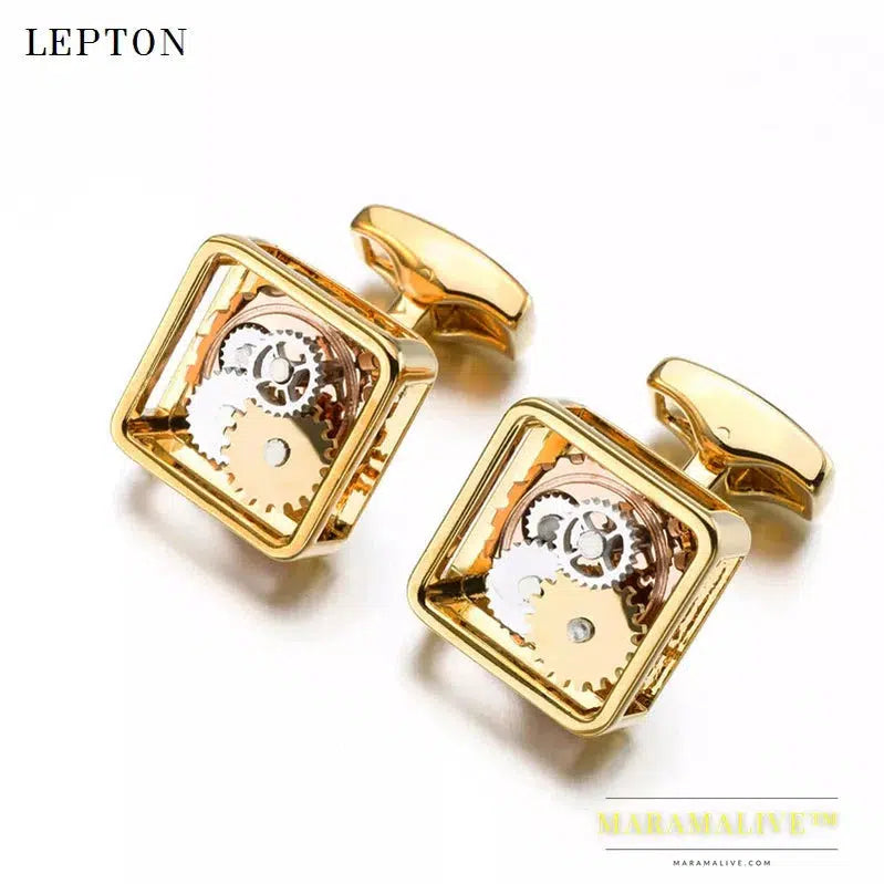 Hot Sale Square Steampunk Gear Cufflinks Lepton Watch Mechanism Cuff links for men Business wedding cufflinks Relojes gemelos