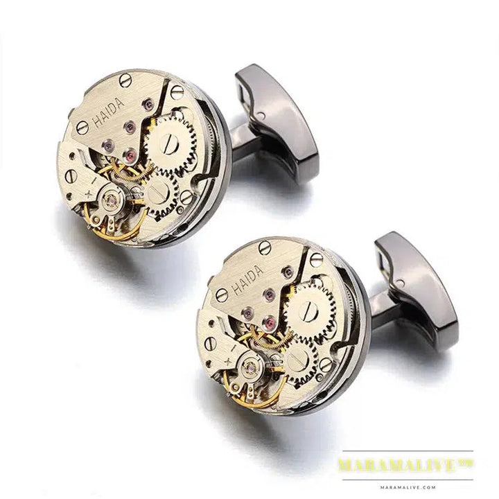 Hot Watch Movement Cufflinks Non-Functional Stainless Steel Steampunk Gear Watch Mechanism Cuff links for Mens Relojes gemelos