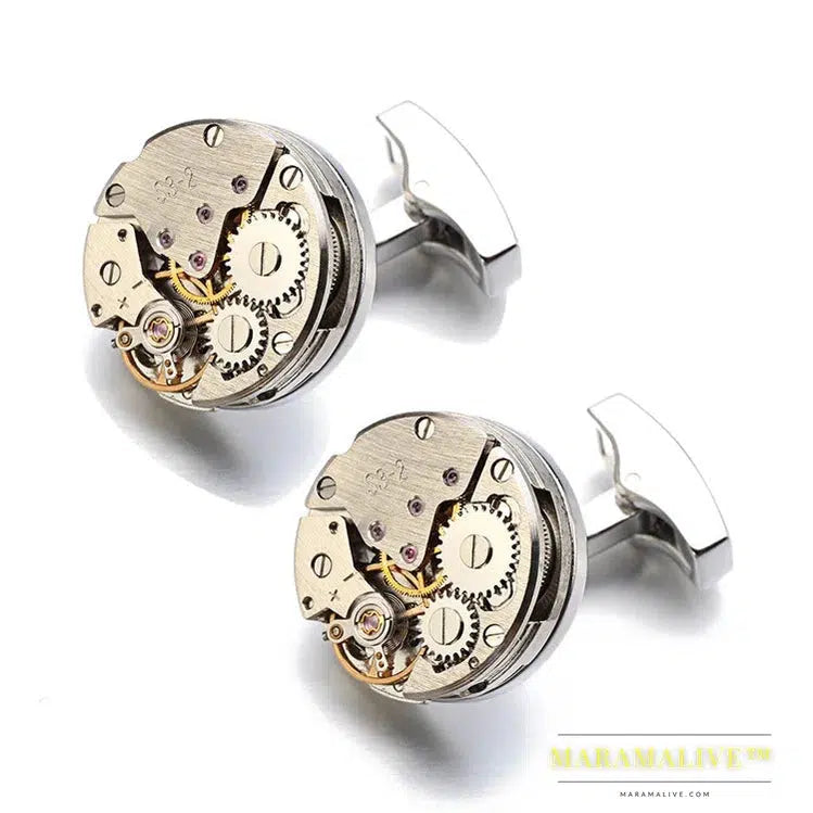 Hot Watch Movement Cufflinks Non-Functional Stainless Steel Steampunk Gear Watch Mechanism Cuff links for Mens Relojes gemelos