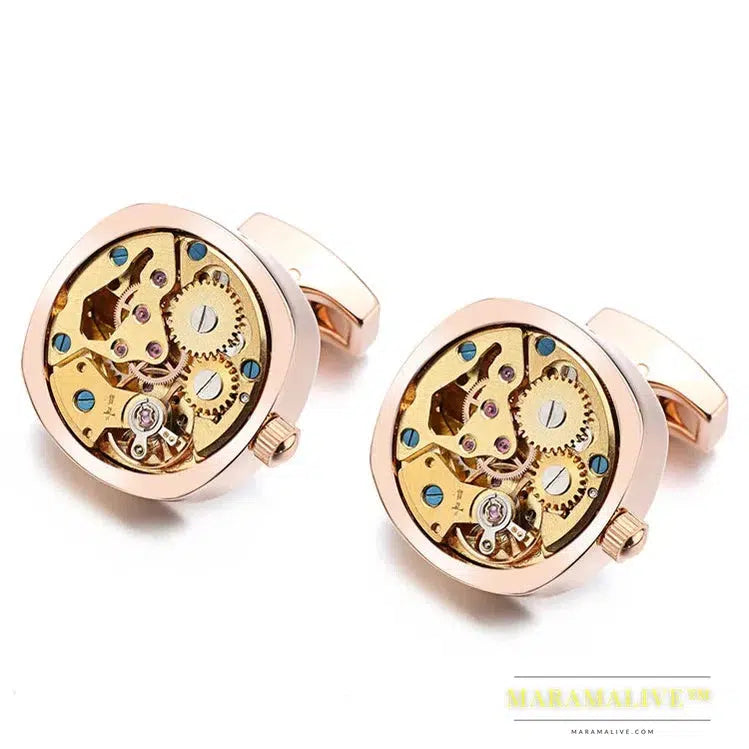 Hot Watch Movement Cufflinks Non-Functional Stainless Steel Steampunk Gear Watch Mechanism Cuff links for Mens Relojes gemelos