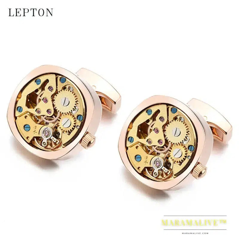 Hot Watch Movement Cufflinks Non-Functional Stainless Steel Steampunk Gear Watch Mechanism Cuff links for Mens Relojes gemelos