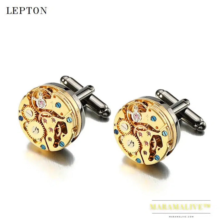 Hot Watch Movement Cufflinks for immovable Stainless Steel Steampunk Gear Watch Mechanism Cuff links for Mens Relojes gemelos