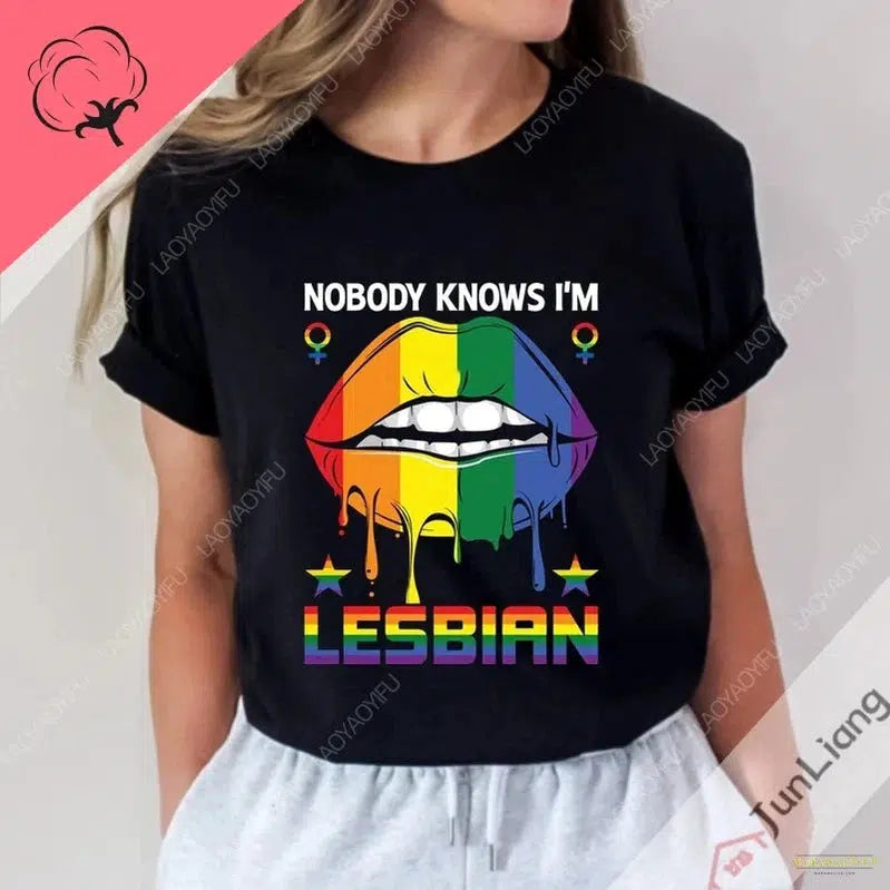 I Am A Lesbian Top Y2k Clothes for Women 100% Cotton Goth Women's Clothing Offers T-shirts Harajuku Fashion Woman Tops Shirt