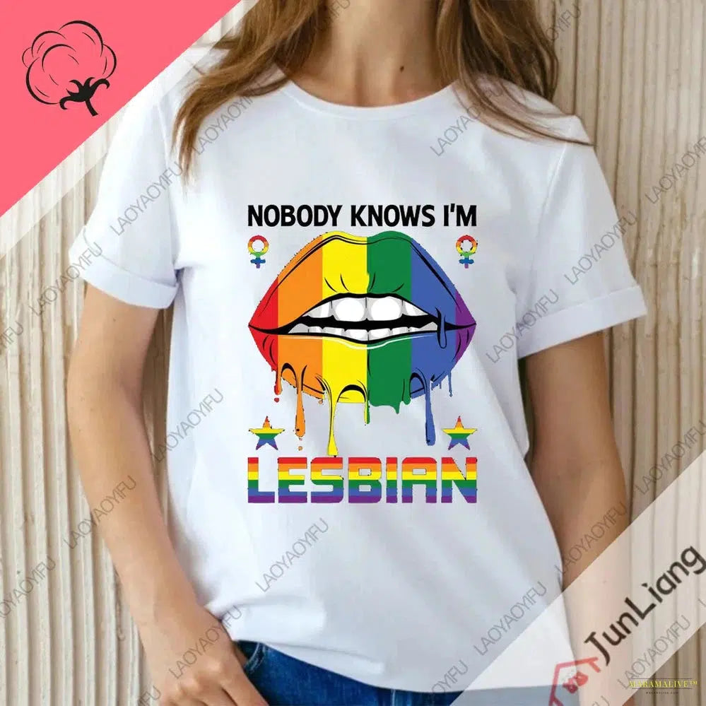 I Am A Lesbian Top Y2k Clothes for Women 100% Cotton Goth Women's Clothing Offers T-shirts Harajuku Fashion Woman Tops Shirt