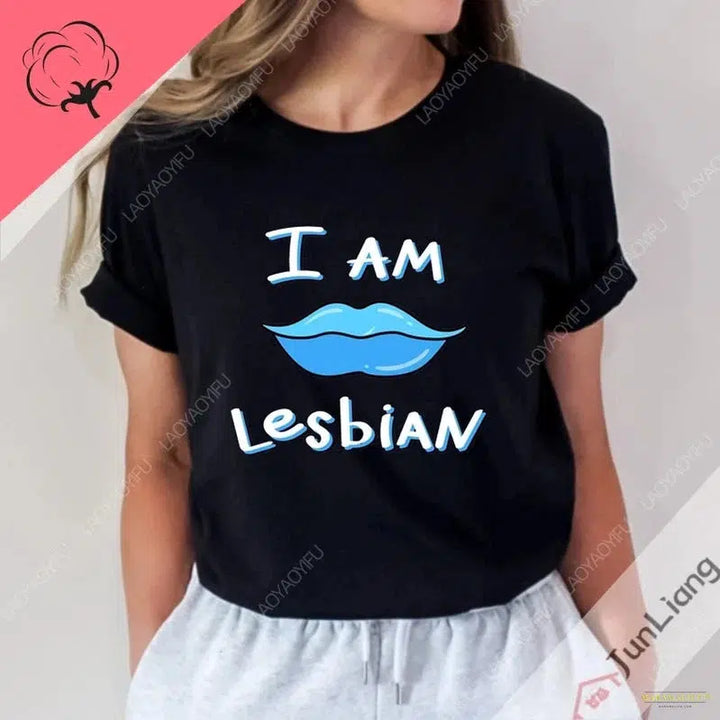 I Am A Lesbian Top Y2k Clothes for Women 100% Cotton Goth Women's Clothing Offers T-shirts Harajuku Fashion Woman Tops Shirt