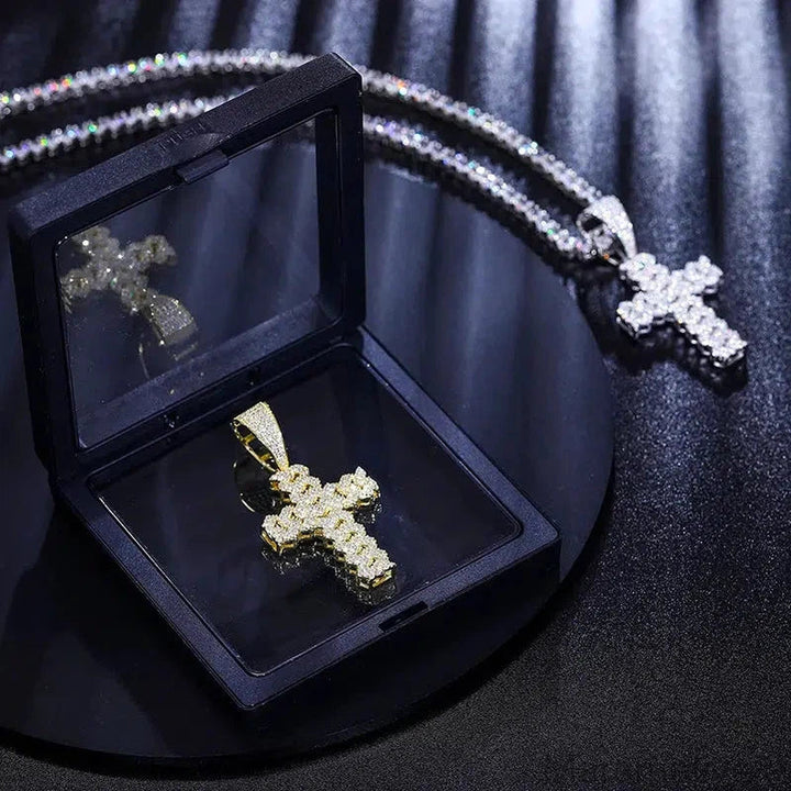 Iced Moissanite Cross Pendant - Hip Hop Style