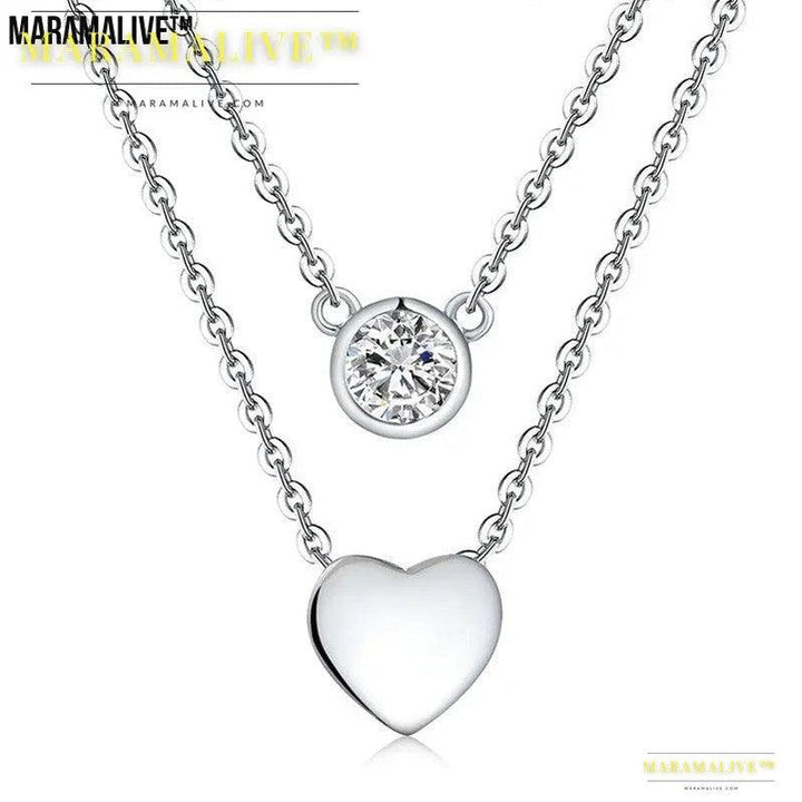 If You LOVE ME GET ME Women's Loving Heart Zircon Multi-layer Twin Necklace NOW