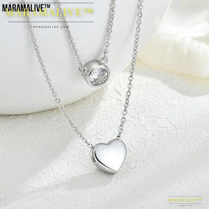 If You LOVE ME GET ME Women's Loving Heart Zircon Multi-layer Twin Necklace NOW