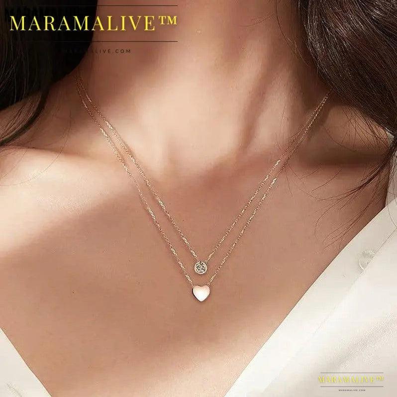 If You LOVE ME GET ME Women's Loving Heart Zircon Multi-layer Twin Necklace NOW